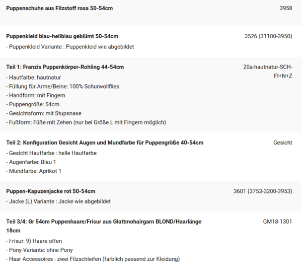 WUNSCHPUPPE für Bestellung 202101664