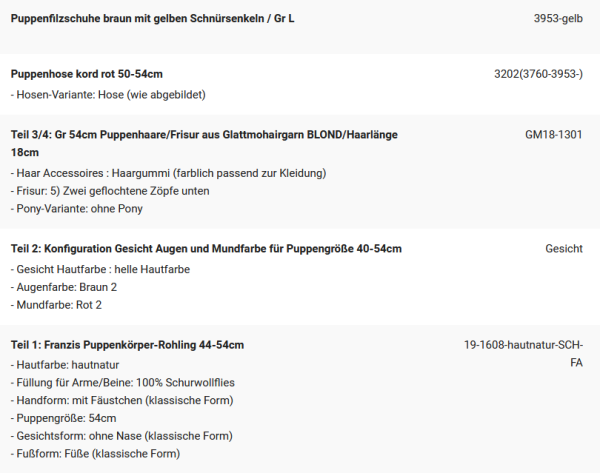 WUNSCHPUPPE für Bestellung 202101666