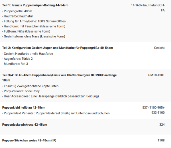 WUNSCHPUPPE für Bestellung 202101667
