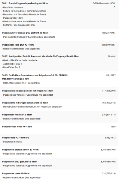 WUNSCHPUPPE für Bestellung 202101677
