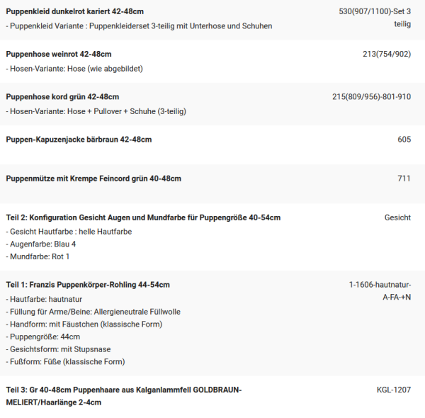 WUNSCHPUPPE für Bestellung 202101683