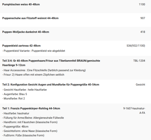 WUNSCHPUPPE für Bestellung 202101692
