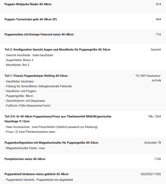 WUNSCHPUPPE für Bestellung 202101696