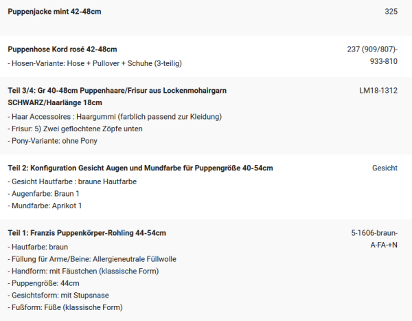 WUNSCHPUPPE für Bestellung 202101697