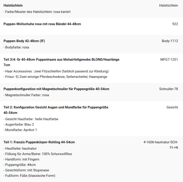 WUNSCHPUPPE für Bestellung 202101703