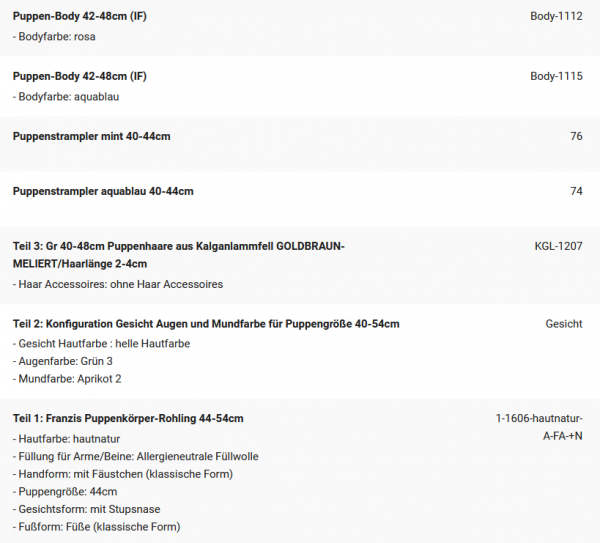 WUNSCHPUPPE für Bestellung 202101719