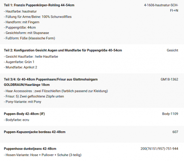 WUNSCHPUPPE für Bestellung 202101725
