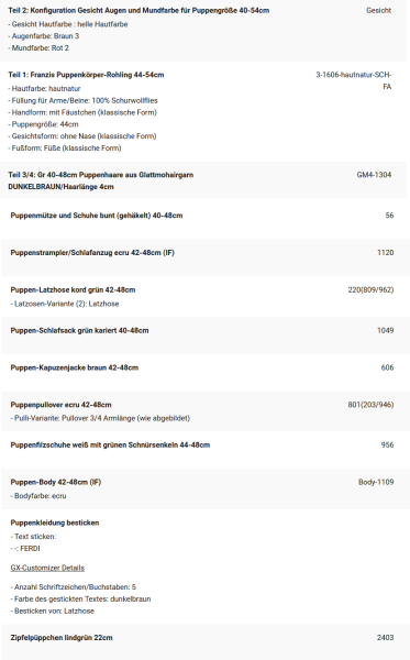 WUNSCHPUPPE für Bestellung 202101732
