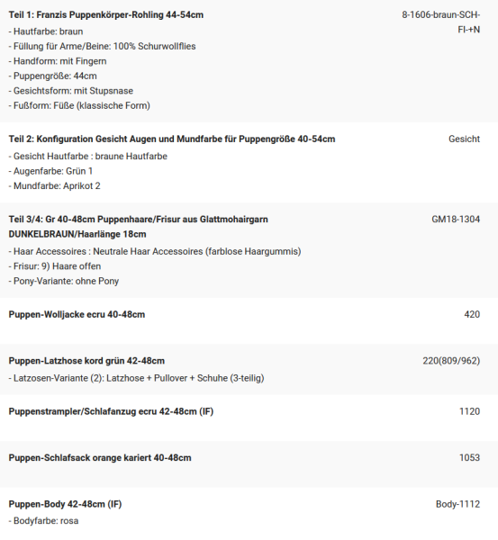 WUNSCHPUPPE für Bestellung 202101736