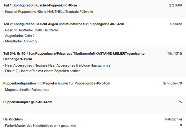 WUNSCHPUPPE für Bestellung 202101738
