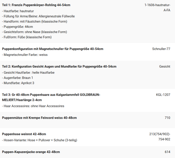 WUNSCHPUPPE für Bestellung 202101739