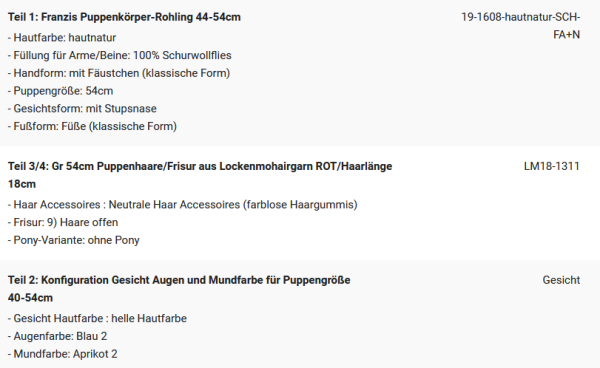 WUNSCHPUPPE für Bestellung 202101742