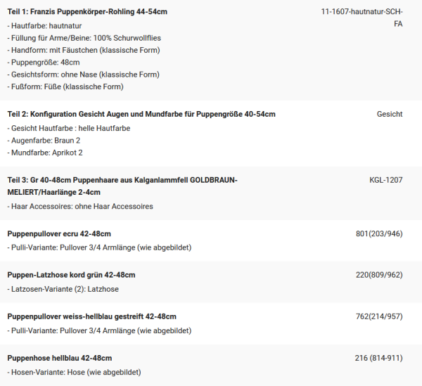 WUNSCHPUPPE für Bestellung 202101746