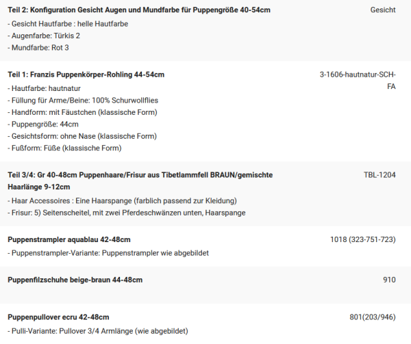 WUNSCHPUPPE für Bestellung 202101808