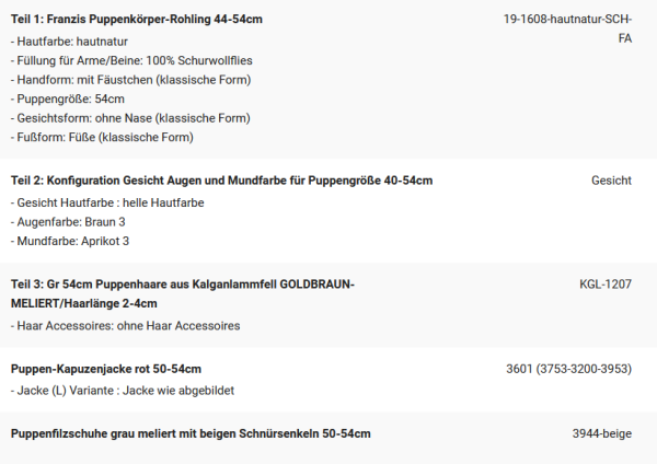 WUNSCHPUPPE für Bestellung 202101837