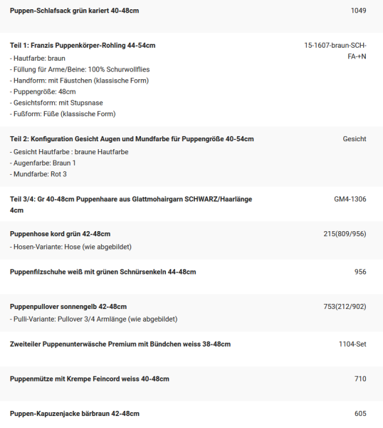 WUNSCHPUPPE für Bestellung 202101837