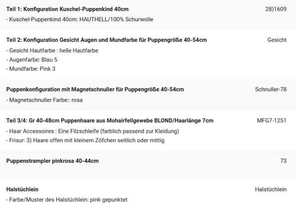 WUNSCHPUPPE für Bestellung 202101853