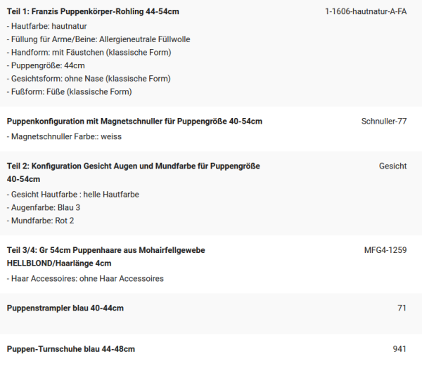 WUNSCHPUPPE für Bestellung 202101856