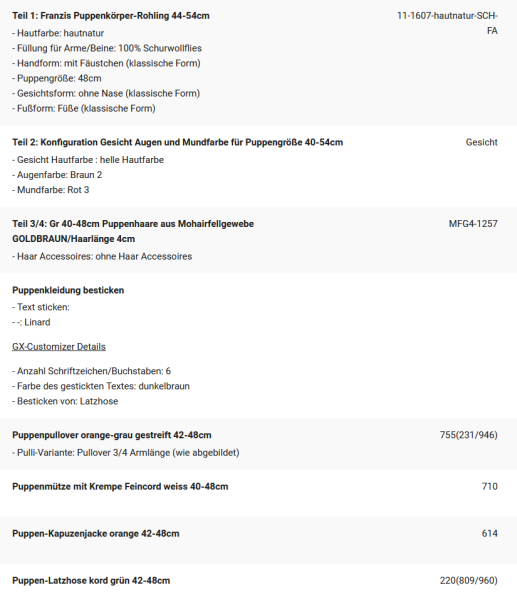 WUNSCHPUPPE für Bestellung 202101857
