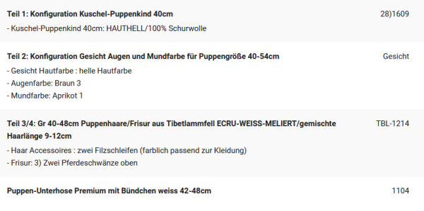 WUNSCHPUPPE für Bestellung 202101860