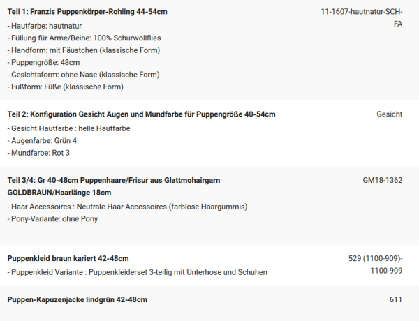 WUNSCHPUPPE für Bestellung 202101864