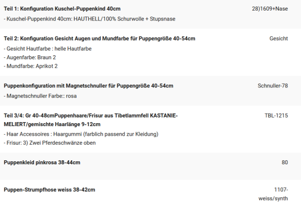 WUNSCHPUPPE für Bestellung 202101868