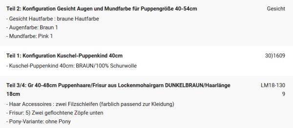 WUNSCHPUPPE für Bestellung 202101874