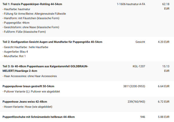 WUNSCHPUPPE für Bestellung 202101877