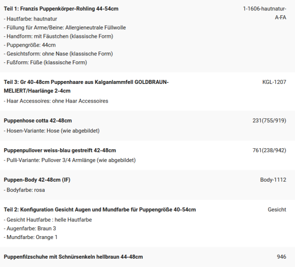 WUNSCHPUPPE für Bestellung 202101880