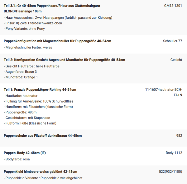 WUNSCHPUPPE für Bestellung 202101884