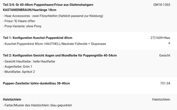 WUNSCHPUPPE für Bestellung 202101897