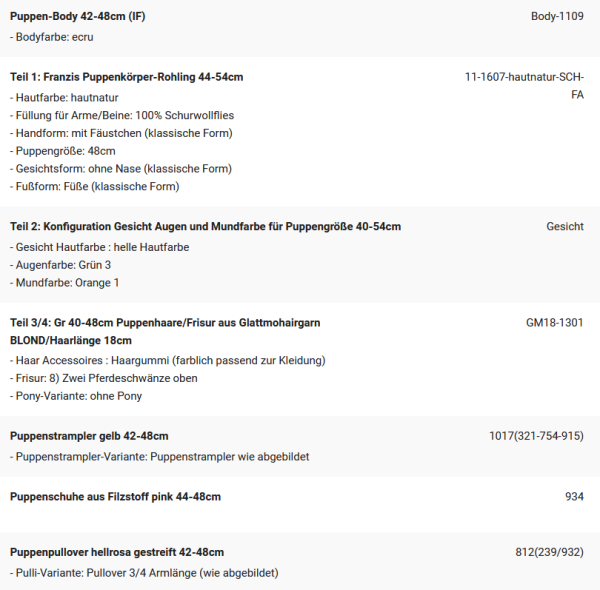 WUNSCHPUPPE für Bestellung 202101910