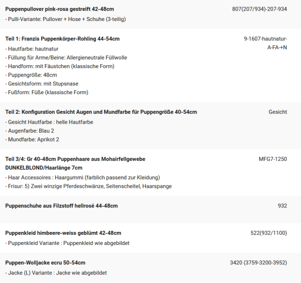 WUNSCHPUPPE für Bestellung 202101916