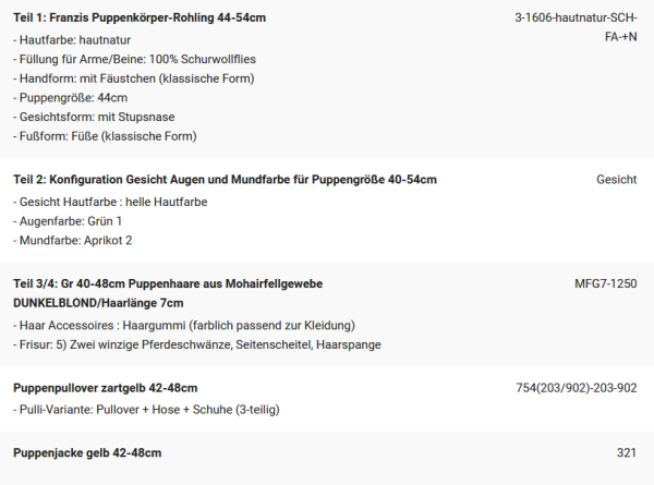 WUNSCHPUPPE für Bestellung 202101922