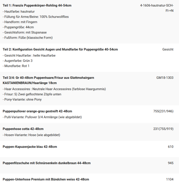 WUNSCHPUPPE für Bestellung 202101928