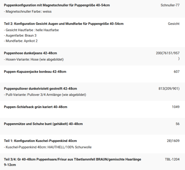 WUNSCHPUPPE für Bestellung 202101929