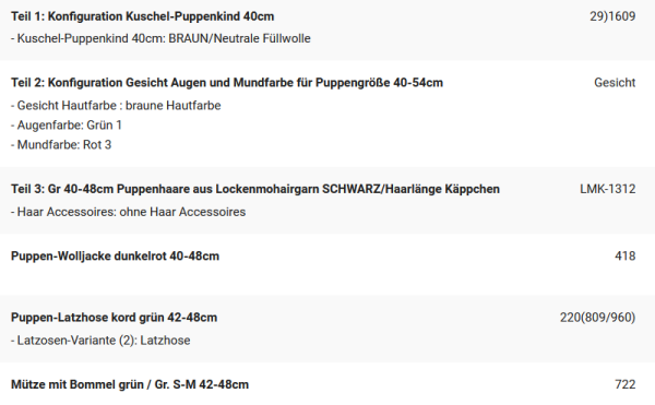 WUNSCHPUPPE für Bestellung 202200019