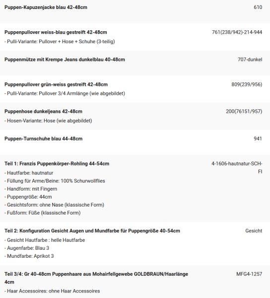 WUNSCHPUPPE für Bestellung 202200059