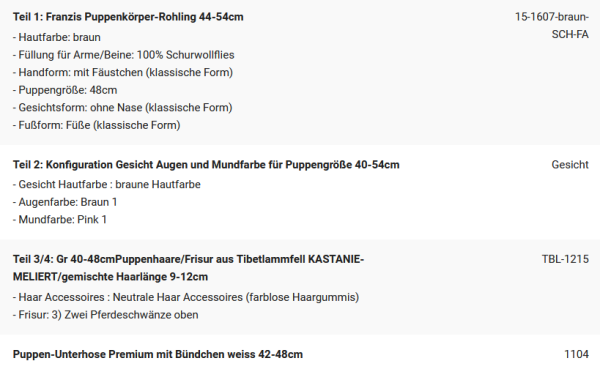 WUNSCHPUPPE für Bestellung 202200070