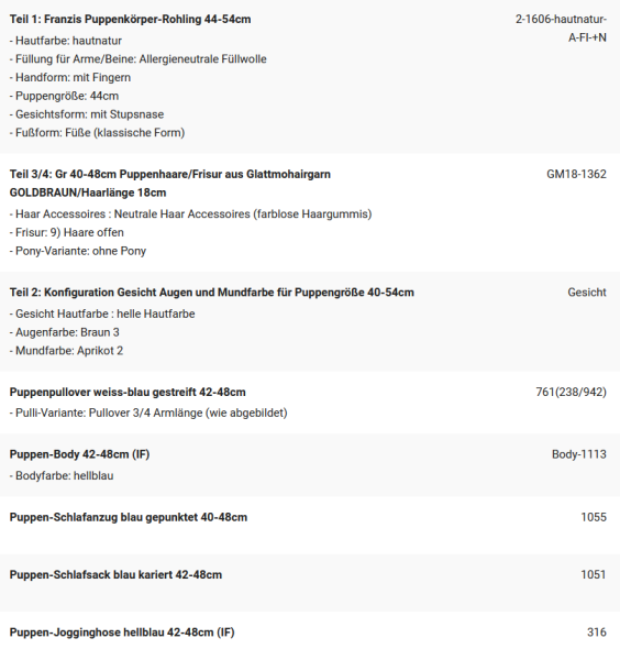 WUNSCHPUPPE für Bestellung 202200075
