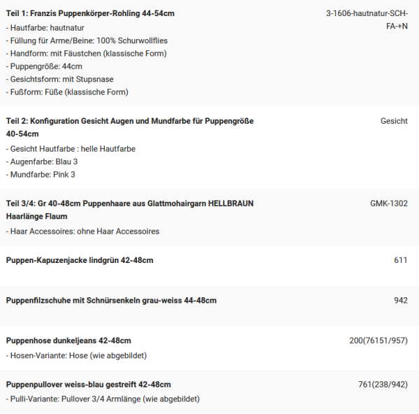 WUNSCHPUPPE für Bestellung 202200097