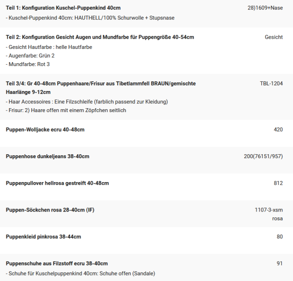 WUNSCHPUPPE für Bestellung 202200100