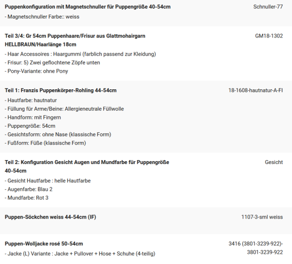 WUNSCHPUPPE für Bestellung 202200111