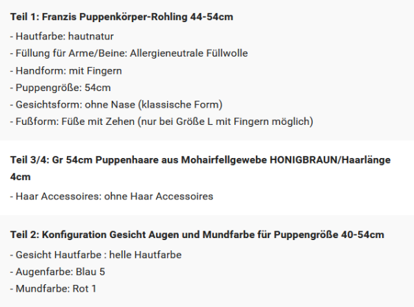 WUNSCHPUPPE für Bestellung 202400099