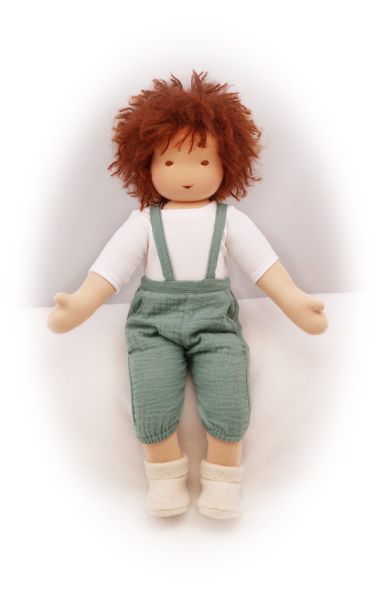Puppenlatzhose dunkelgrün mit T-Shirt Zweiteiler 44-48cm (IF)