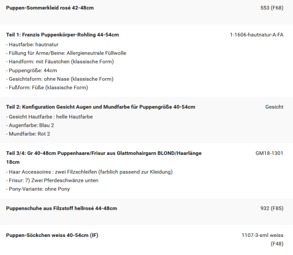 WUNSCHPUPPE für Bestellung 202500239