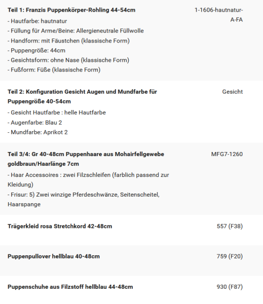 WUNSCHPUPPE für Bestellung 202500266