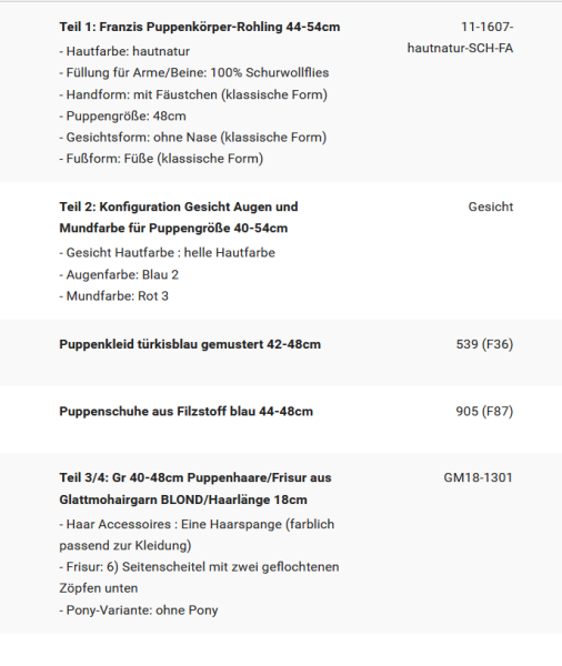 WUNSCHPUPPE für Bestellung 202500299