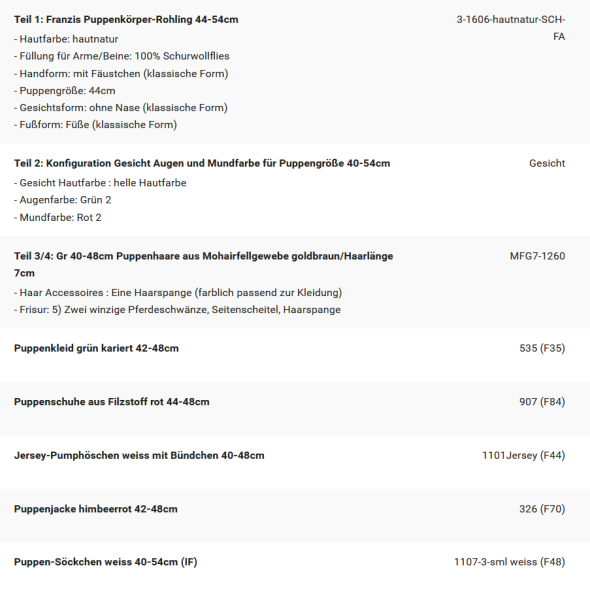 WUNSCHPUPPE für Bestellung 202500316