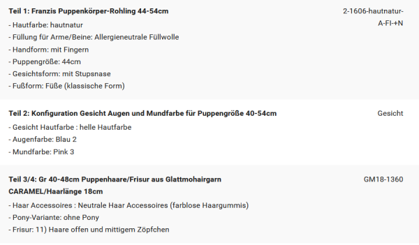 WUNSCHPUPPE für Bestellung 202500317